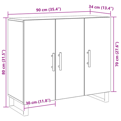 Sideboard Artisan Eg 90 X 34 X 80 Cm Konstrueret Træ