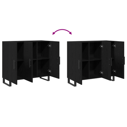 Sideboard Sort Eg 90 X 34 X 80 Cm Konstrueret Træ