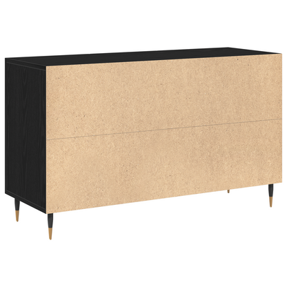 Sideboard Med Skuffe Sort Eg 100 X 36 X 60 Cm Konstrueret Træ
