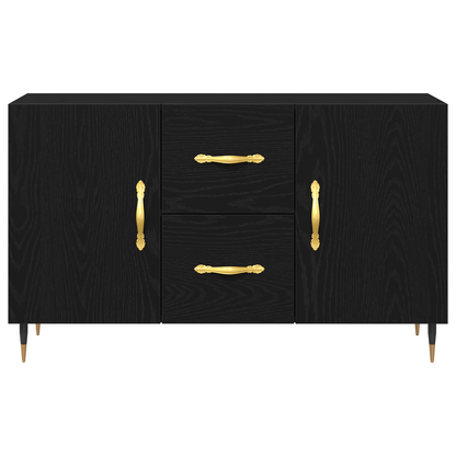 Sideboard Med Skuffe Sort Eg 100 X 36 X 60 Cm Konstrueret Træ
