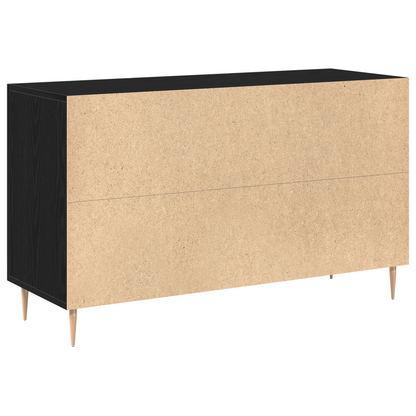 Sideboard Med Skuffe Sort Eg 100 X 36 X 60 Cm Konstrueret Træ