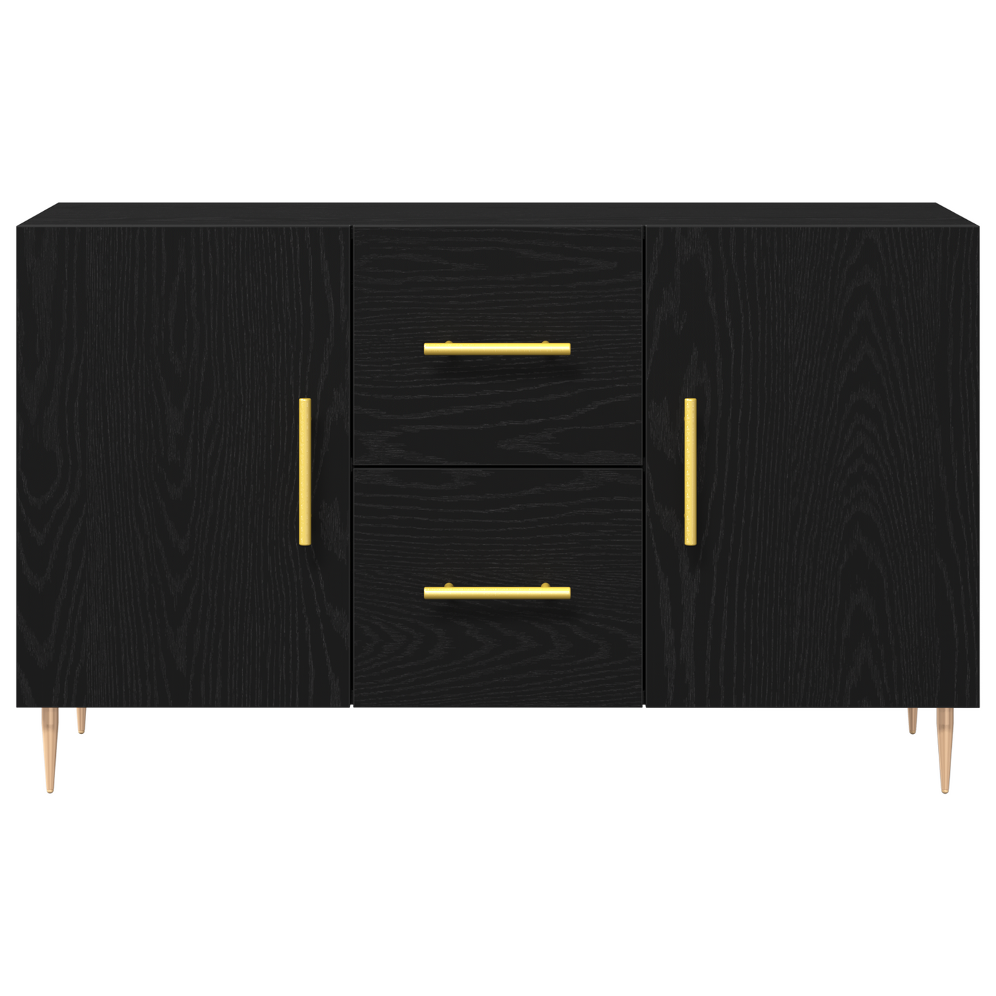 Sideboard Med Skuffe Sort Eg 100 X 36 X 60 Cm Konstrueret Træ