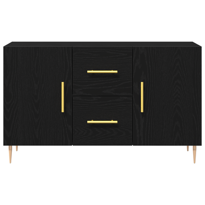 Sideboard Med Skuffe Sort Eg 100 X 36 X 60 Cm Konstrueret Træ