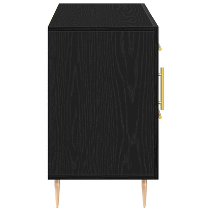 Sideboard Med Skuffe Sort Eg 100 X 36 X 60 Cm Konstrueret Træ