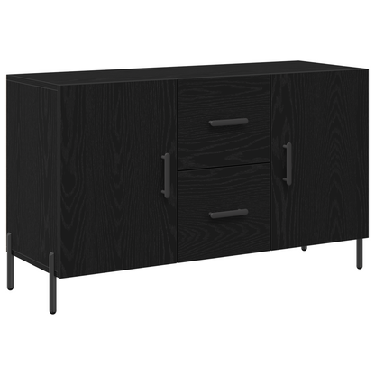 Sideboard Med Skuffe Sort Eg 100 X 36 X 60 Cm Konstrueret Træ