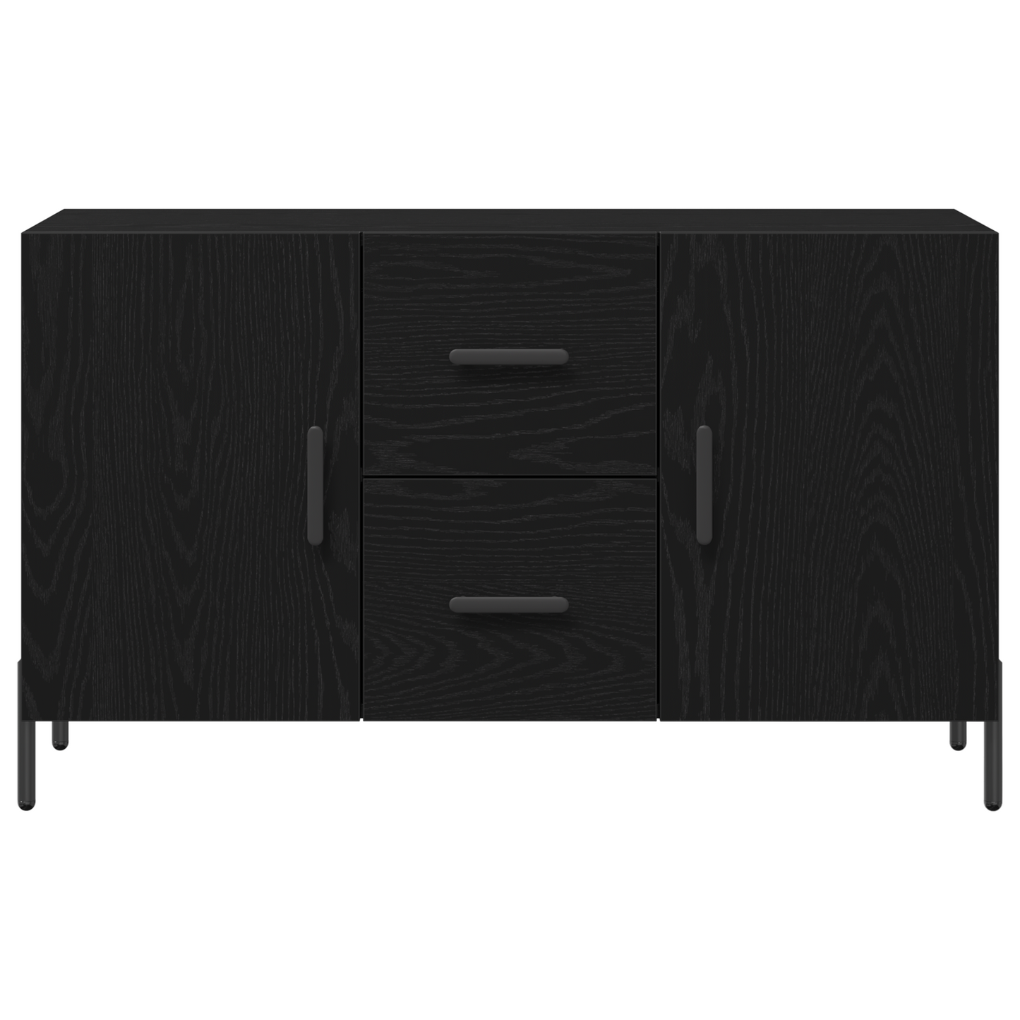 Sideboard Med Skuffe Sort Eg 100 X 36 X 60 Cm Konstrueret Træ
