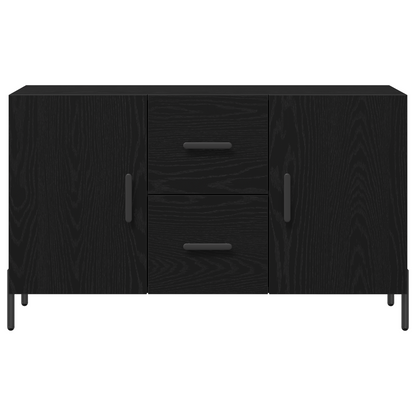 Sideboard Med Skuffe Sort Eg 100 X 36 X 60 Cm Konstrueret Træ
