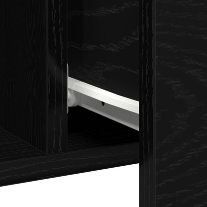 Sideboard Med Skuffe Sort Eg 100 X 36 X 60 Cm Konstrueret Træ