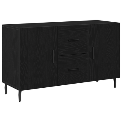 Sideboard Med Skuffe Sort Eg 100 X 36 X 60 Cm Konstrueret Træ