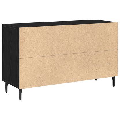 Sideboard Med Skuffe Sort Eg 100 X 36 X 60 Cm Konstrueret Træ