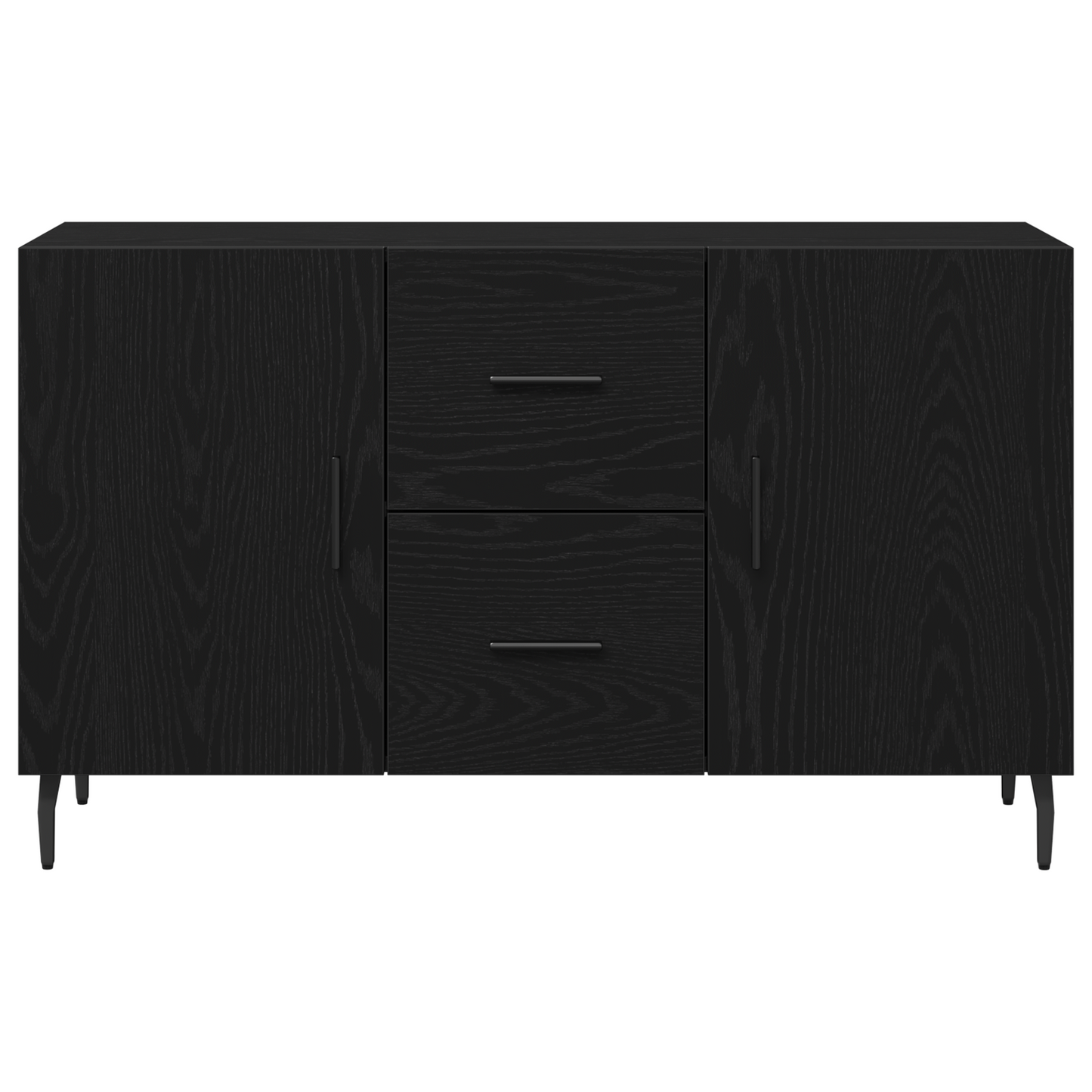 Sideboard Med Skuffe Sort Eg 100 X 36 X 60 Cm Konstrueret Træ