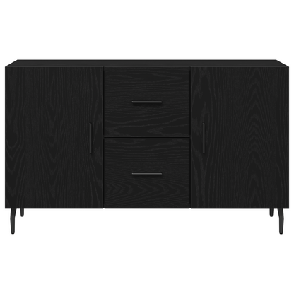 Sideboard Med Skuffe Sort Eg 100 X 36 X 60 Cm Konstrueret Træ