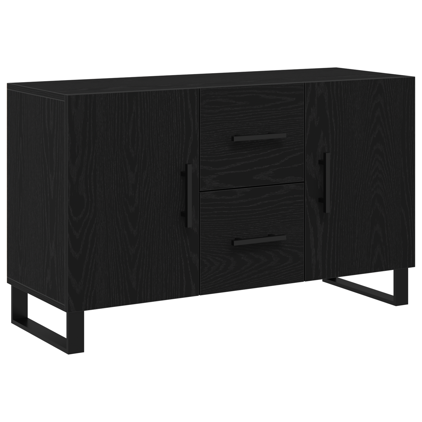 Sideboard Med Skuffe Sort Eg 100 X 36 X 60 Cm Konstrueret Træ