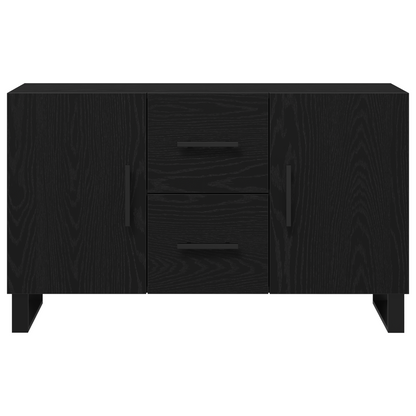 Sideboard Med Skuffe Sort Eg 100 X 36 X 60 Cm Konstrueret Træ