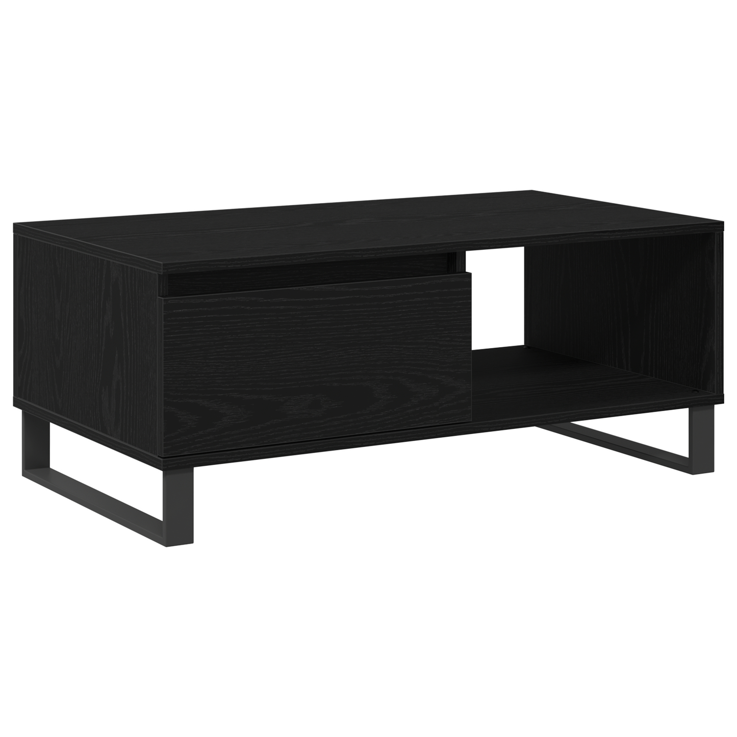 Kaffebord Sort Egetræ 90X50X36,5 Cm Konstrueret Træ