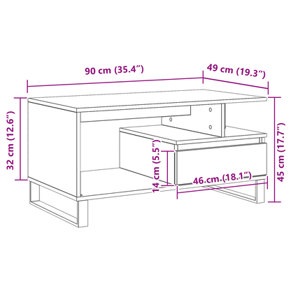 Kaffebord Sort Eg 90X49X45 Cm Konstrueret Træ