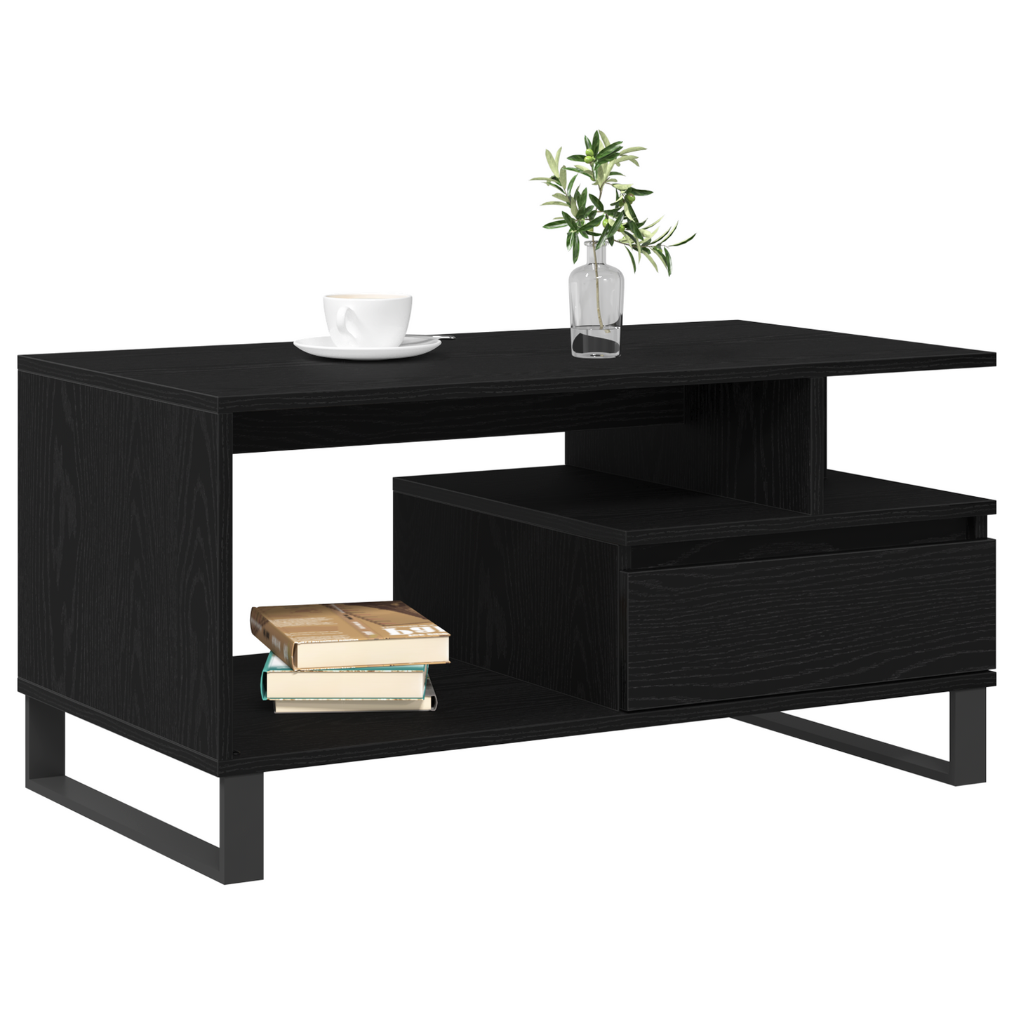 Kaffebord Sort Eg 90X49X45 Cm Konstrueret Træ