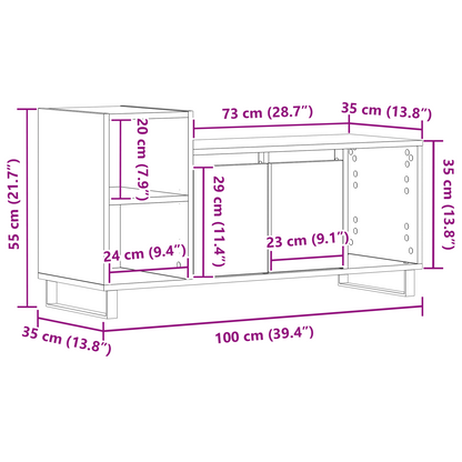 Tv-Skab Sort Eg 100 X 35 X 55 Cm Konstrueret Træ