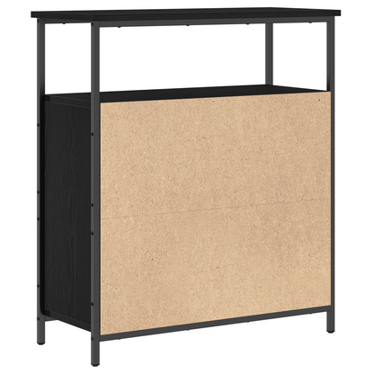 Vægmonteret Skab Sort Eg 69,5 X 34 X 180 Cm Konstrueret Træ