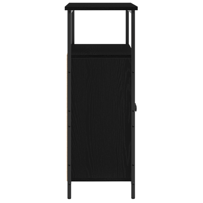 Vægmonteret Skab Sort Eg 69,5 X 34 X 180 Cm Konstrueret Træ