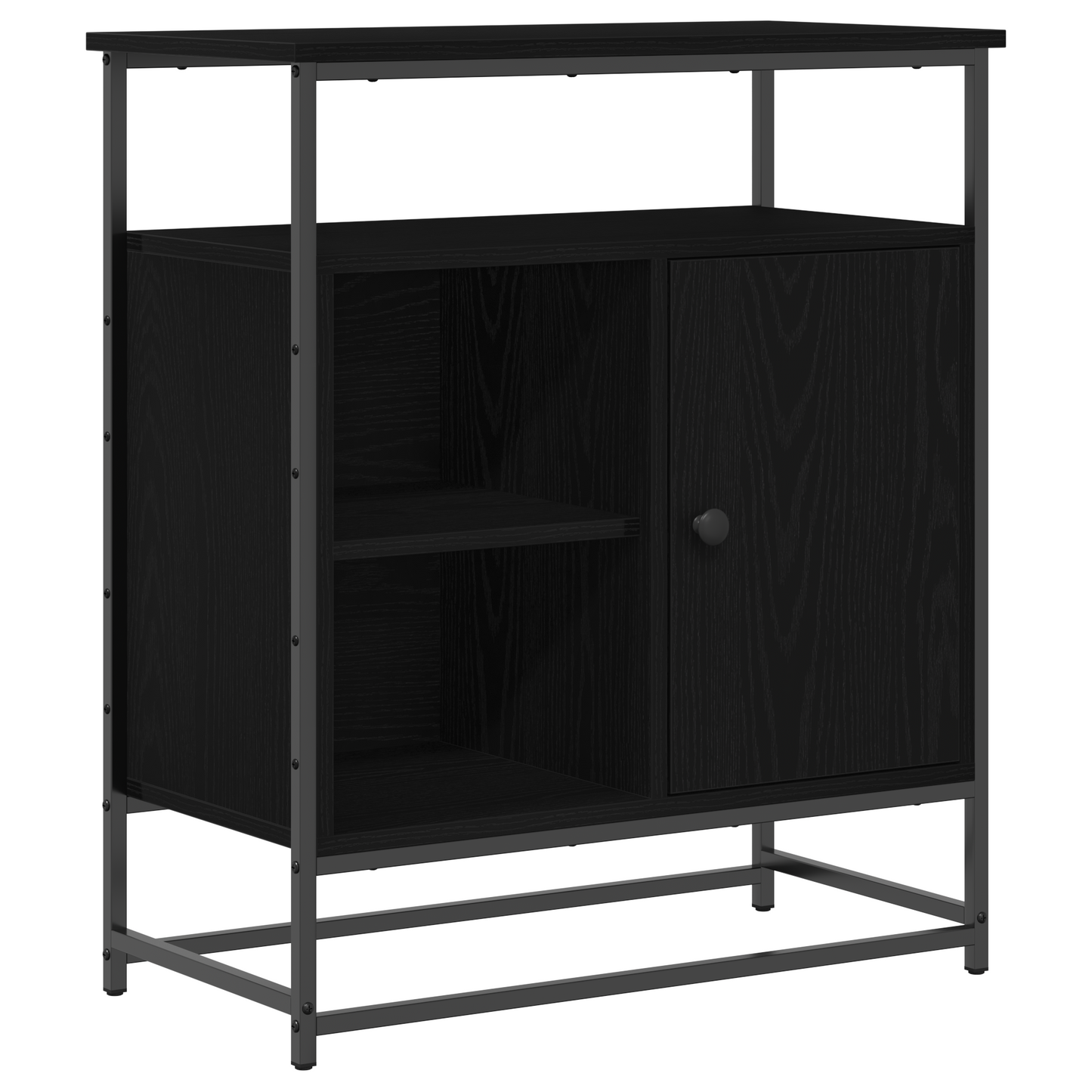 Skænk Sort Eg 69X35X80 Cm Konstrueret Træ Og Stål