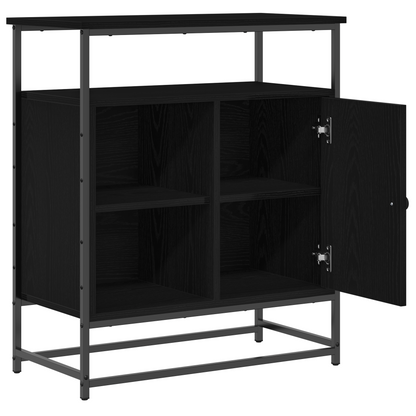 Skænk Sort Eg 69X35X80 Cm Konstrueret Træ Og Stål