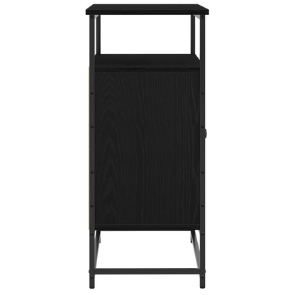Skænk Sort Eg 69X35X80 Cm Konstrueret Træ Og Stål