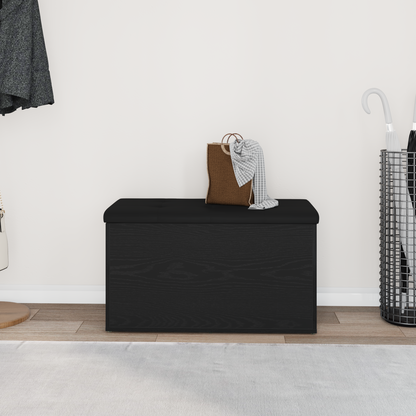 Opbevaringsbænk Med Dør Sort Eg 82 X 42 X 45 Cm Konstrueret Træ