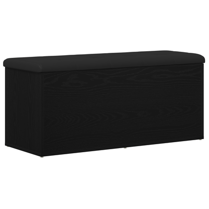 Opbevaringsbænk Sort Eg 102 X 42 X 45 Cm Konstrueret Træ