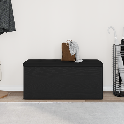 Opbevaringsbænk Sort Eg 102 X 42 X 45 Cm Konstrueret Træ