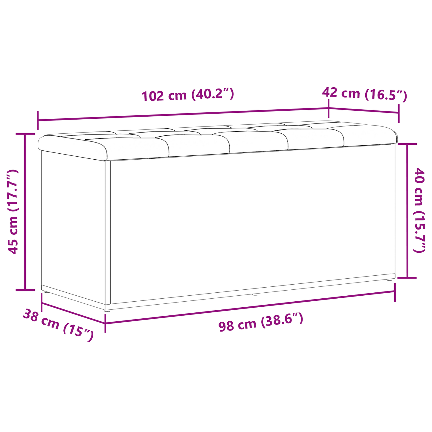 Opbevaringsbænk Sort Eg 102 X 42 X 45 Cm Konstrueret Træ