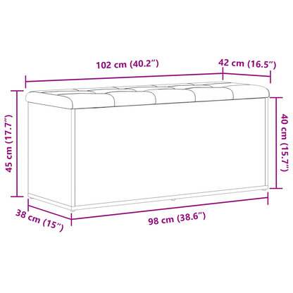 Opbevaringsbænk Sort Eg 102 X 42 X 45 Cm Konstrueret Træ