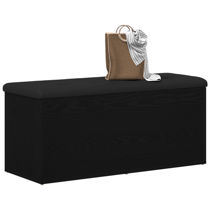 Opbevaringsbænk Sort Eg 102 X 42 X 45 Cm Konstrueret Træ