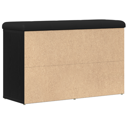 Sko Bænk Med Opbevaring Sort 80 X 30 X 48 Cm Konstrueret Træ