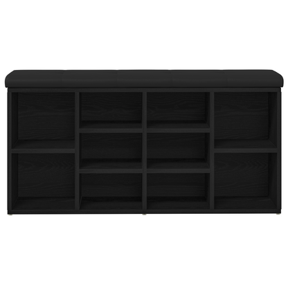 Sko Bænk Med Opbevaring Sort 100 X 30 X 48 Cm Konstrueret Træ