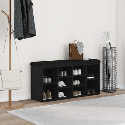 Sko Bænk Med Opbevaring Sort 100 X 30 X 48 Cm Konstrueret Træ