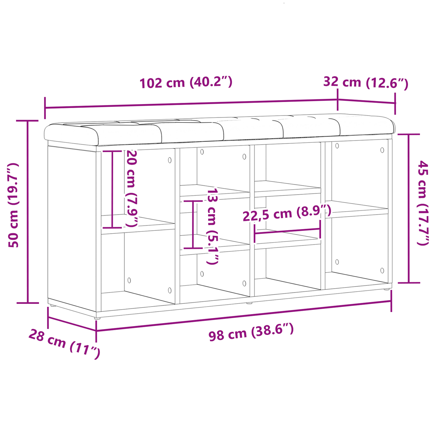 Sko Bænk Med Opbevaring Sort 100 X 30 X 48 Cm Konstrueret Træ