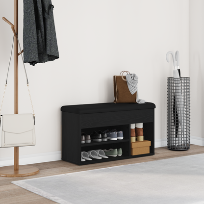 Sko Bænk Med Opbevaring Sort 80 X 30 X 45 Cm Konstrueret Træ