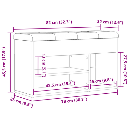 Sko Bænk Med Opbevaring Sort 80 X 30 X 45 Cm Konstrueret Træ