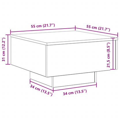 Kaffebord I Sort Eg 55X55X31 Cm - Konstrueret Træ
