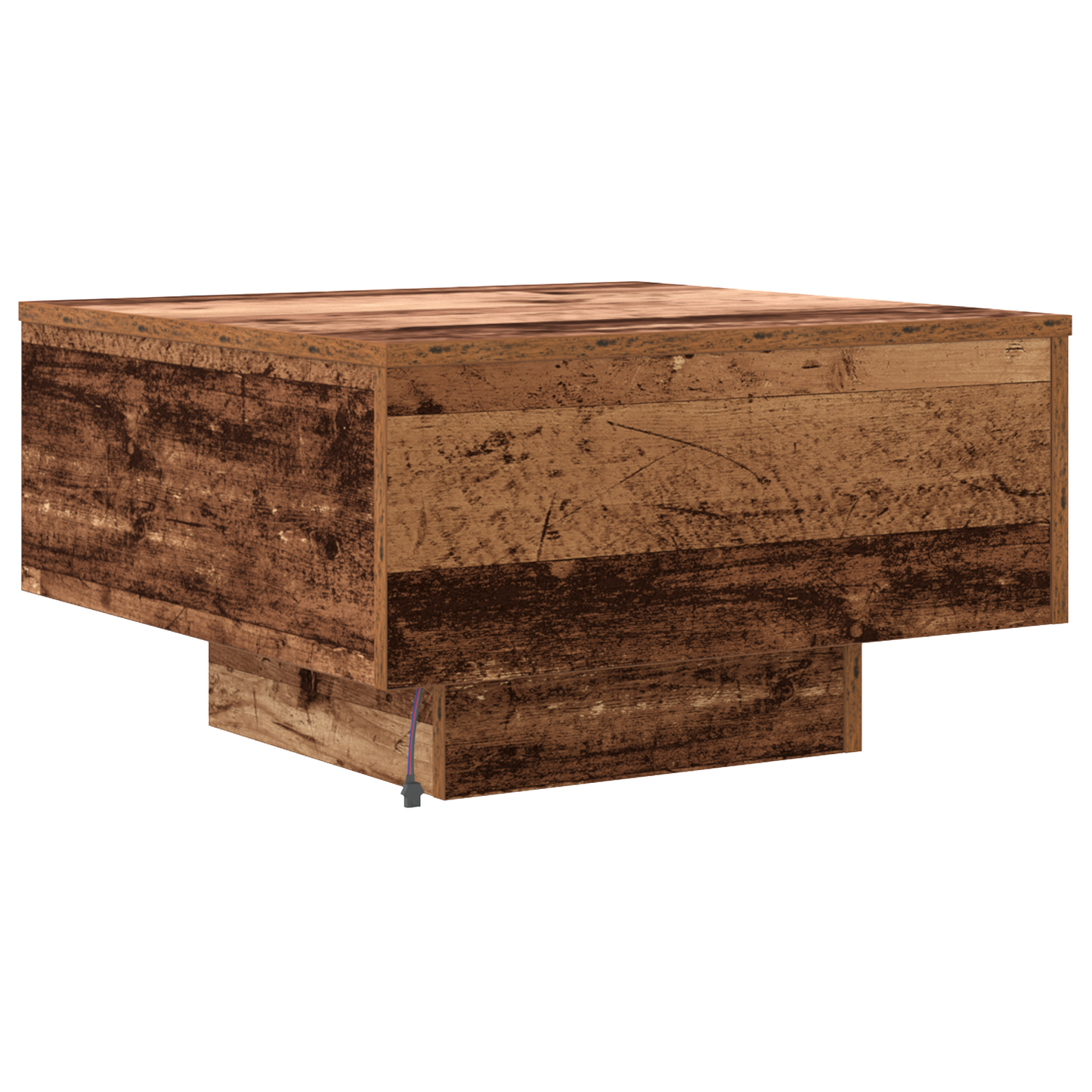 Sofabord Med Led-Lys Gammelt Træ 55X55X31 Cm