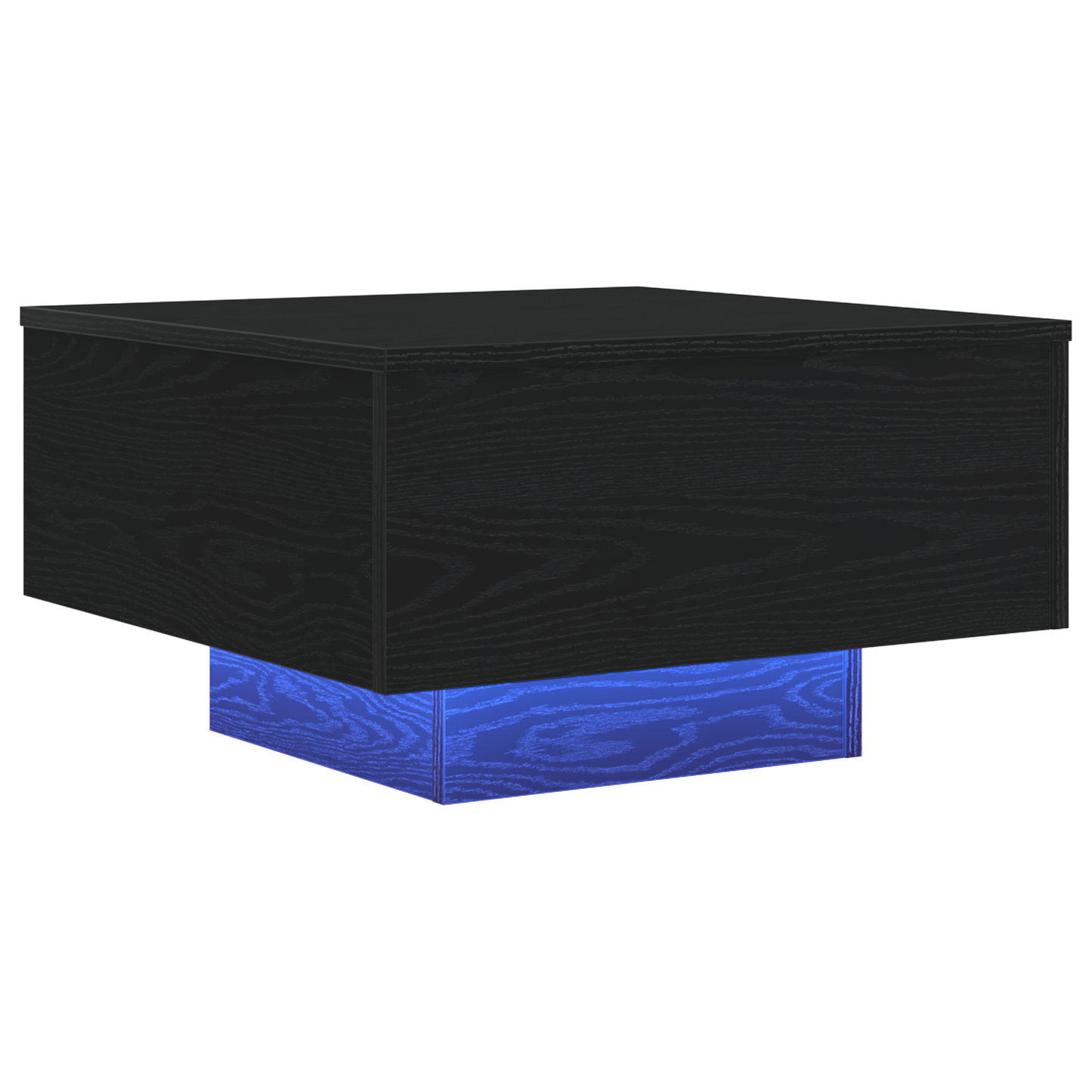 Sofabord Med Led-Lys Sort Eg 55X55X31 Cm