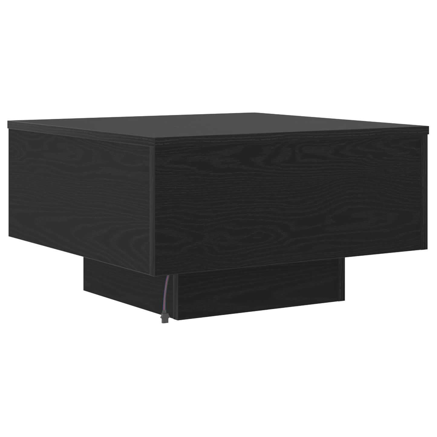 Sofabord Med Led-Lys Sort Eg 55X55X31 Cm