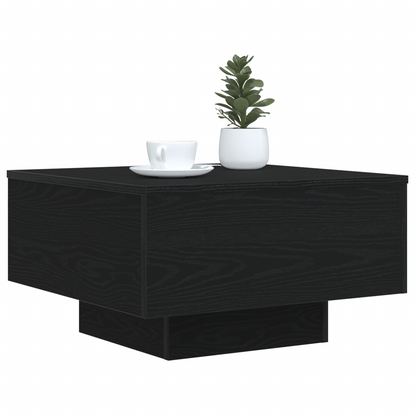 Sofabord Med Led-Lys Sort Eg 55X55X31 Cm