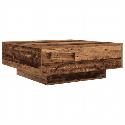 Sofabord Med Led-Lys Gammel Træ 80X80X31 Cm