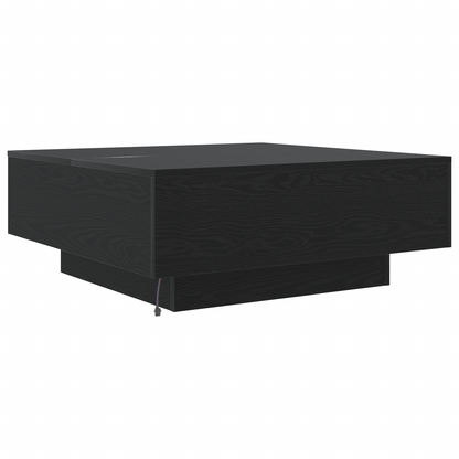 Sofabord Med Led-Lys Sort Eg 80X80X31 Cm