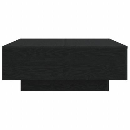Sofabord Med Led-Lys Sort Eg 80X80X31 Cm