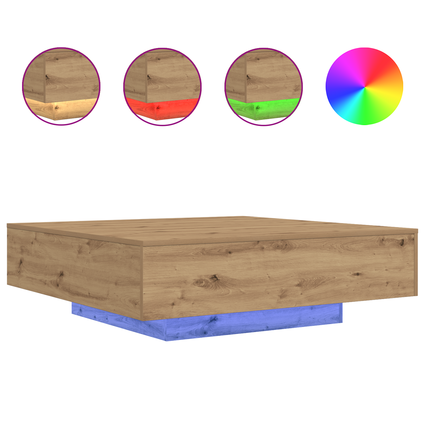 Sofabord Med Led Lys Artisan Eg 100X100X31 Cm