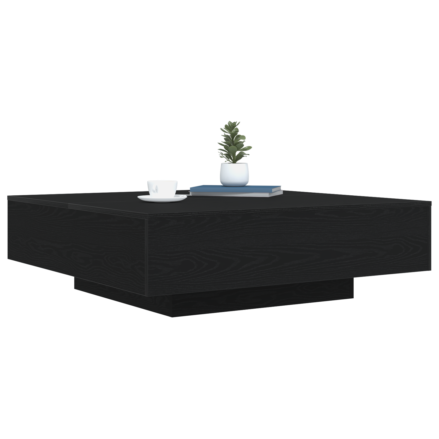 Sofabord Med Led-Lys Sort Eg 100X100X31 Cm