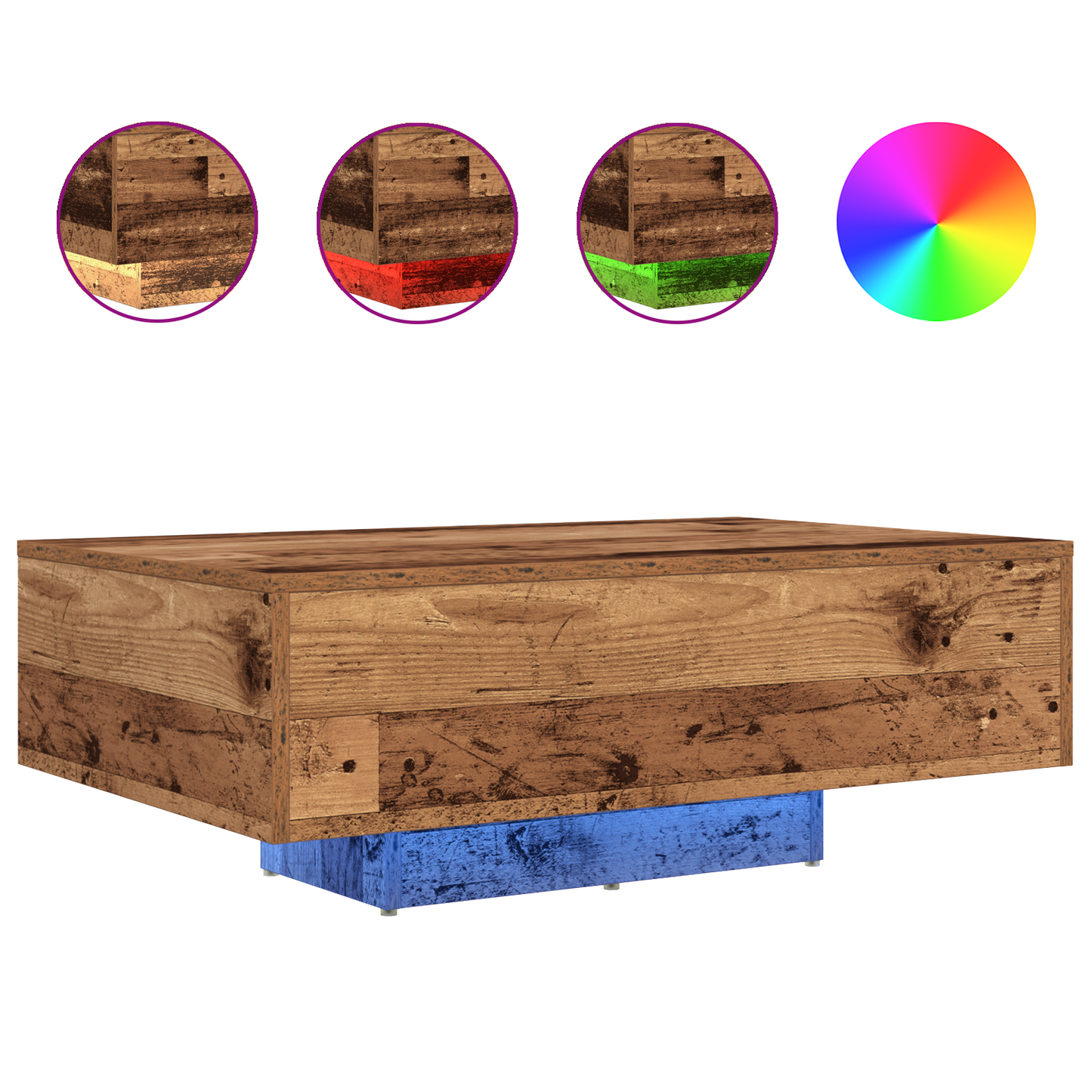 Kaffebord Med Led-Lys Old Wood 85X55X31 Cm